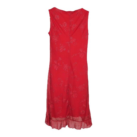 Vintage 90s Candy Rocket Red Floral Ruffle Mini Dress - Picture 4 of 11